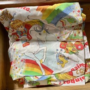 Vintage Rainbow Brite twin sheet set: flat, fitted, and pillowcase